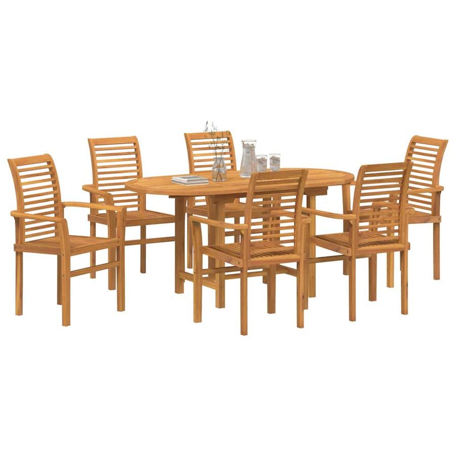 Tuin eettafelset 7 pcs Bruin Massief Teakhout
