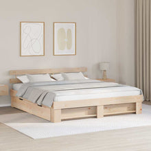 Bedframe met lade met hoofdeinde met opslag Bruin 200 x 200 cm Massief grenenhout