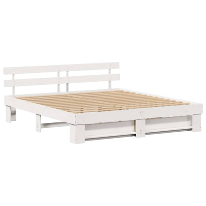 Bedframe met lade met hoofdeinde met opslag Wit 200 x 200 cm