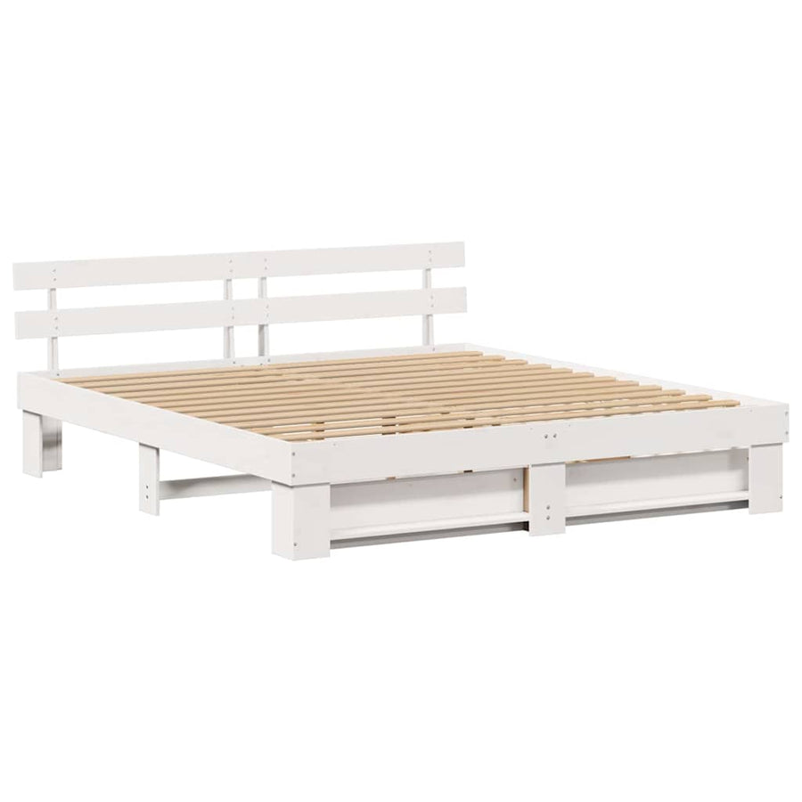 Bedframe met lade met hoofdeinde met opslag Wit 200 x 200 cm