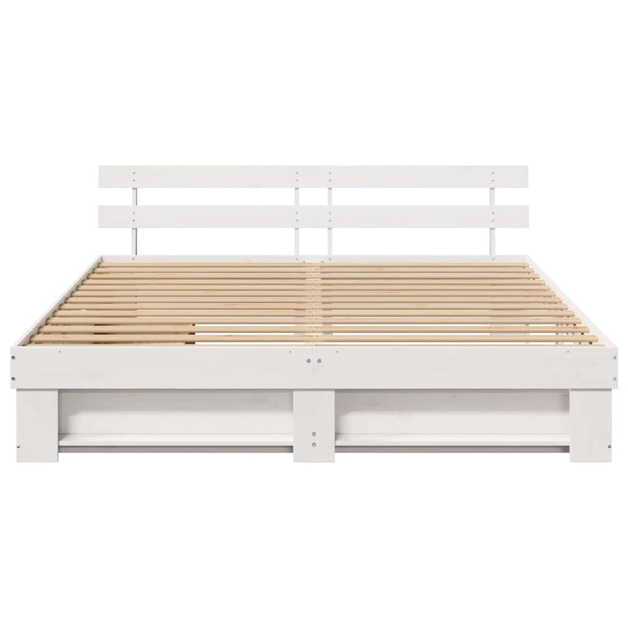 Bedframe met lade met hoofdeinde met opslag Wit 200 x 200 cm