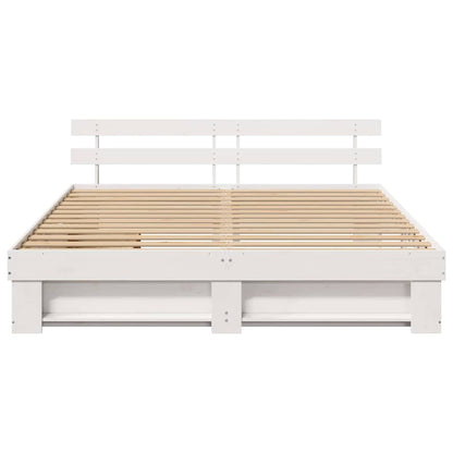 Bedframe met lade met hoofdeinde met opslag Wit 180 x 200 cm Massief hout