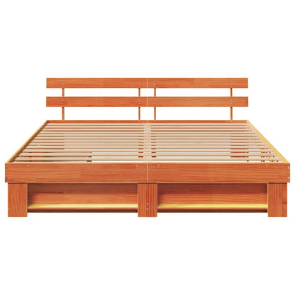 Bedframe met lade met hoofdeinde met opslag Wasbruin 180 x 200 cm Massief hout