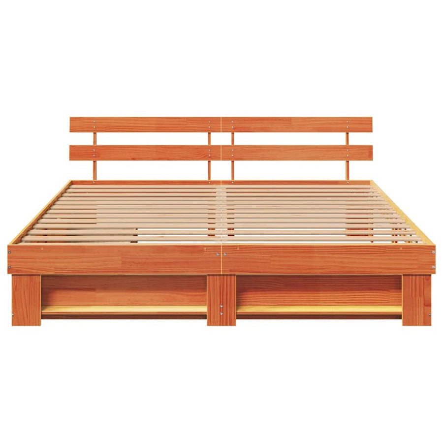 Bedframe met lade met hoofdeinde met opslag Wasbruin 180 x 200 cm Massief hout