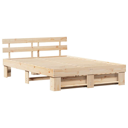 Bedframe met lade met hoofdeinde met opslag Bruin 160 x 200 cm Massief grenenhout
