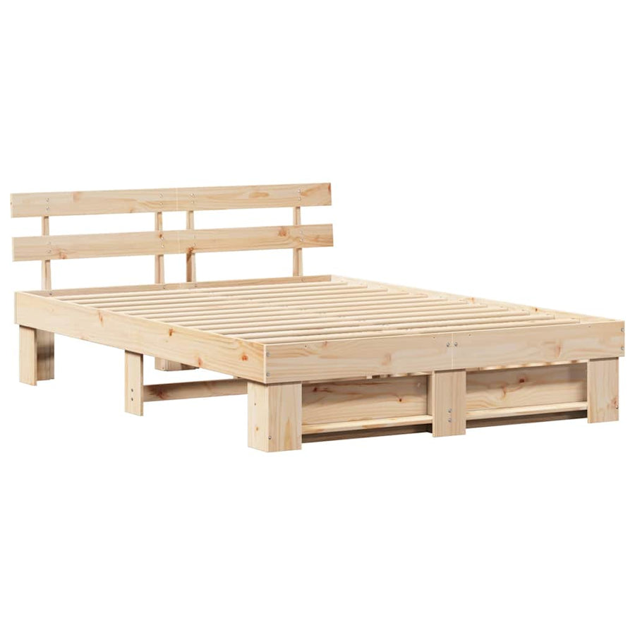 Bedframe met lade met hoofdeinde met opslag Bruin 160 x 200 cm Massief grenenhout