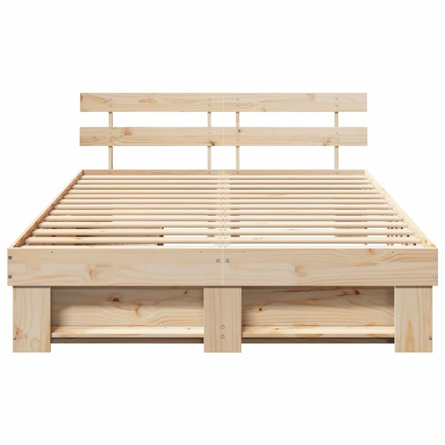 Bedframe met lade met hoofdeinde met opslag Bruin 160 x 200 cm Massief grenenhout