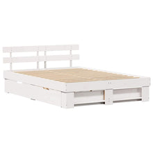 Bedframe met lade met hoofdeinde met opslag Wit 160 x 200 cm Massief grenenhout