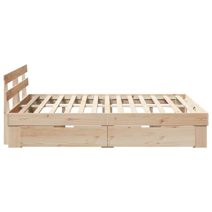 Bedframe met lade met hoofdeinde met opslag Bruin 150 x 200 cm Massief grenenhout