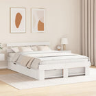 Bed frame with headboard White 150 x 200 cm Solid pine wood