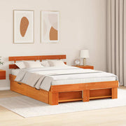 Bed frame with drawer Washed brown 150 x 200 cm Solid pine wood