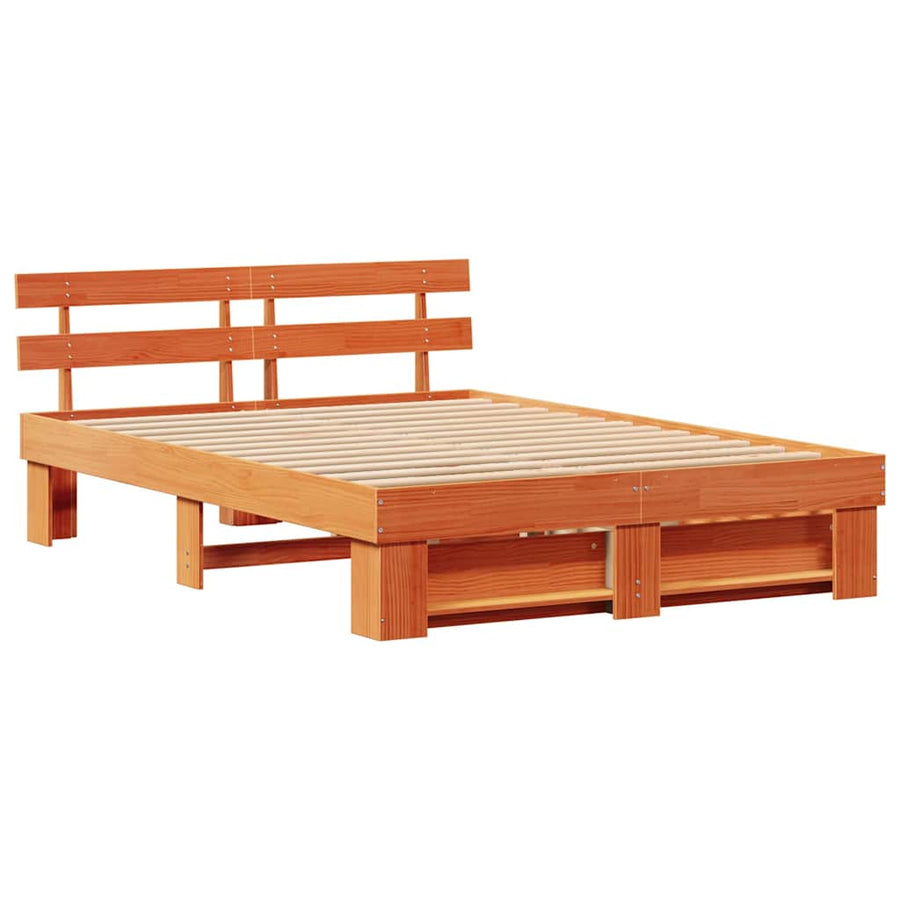 Bedframe met lade met hoofdeinde met opslag Wasbruin 150 x 200 cm Massief hout