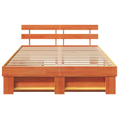Bedframe met lade met hoofdeinde met opslag Wasbruin 150 x 200 cm Massief hout