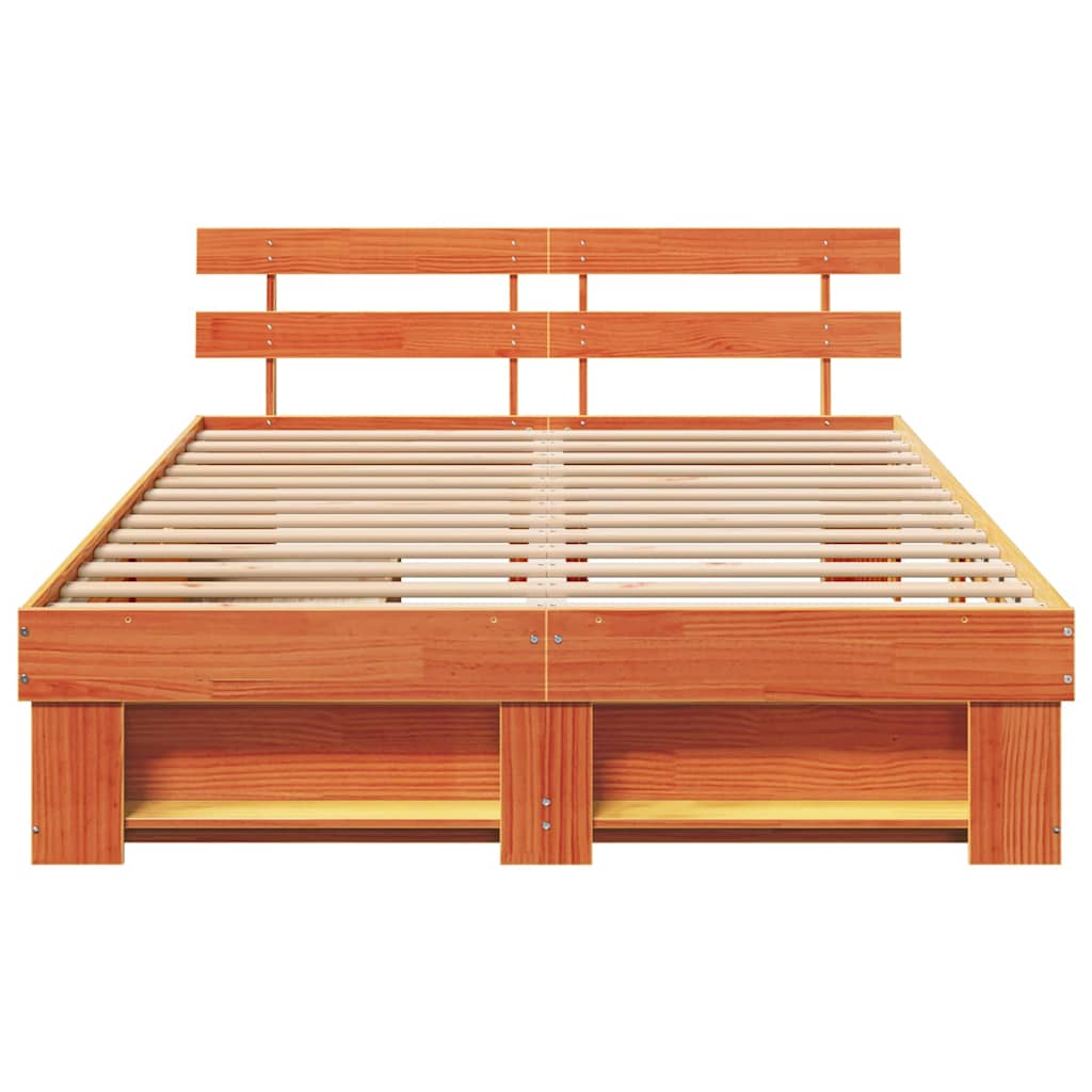 Bedframe met lade Wasbruin 140 x 200 cm Massief grenenhout