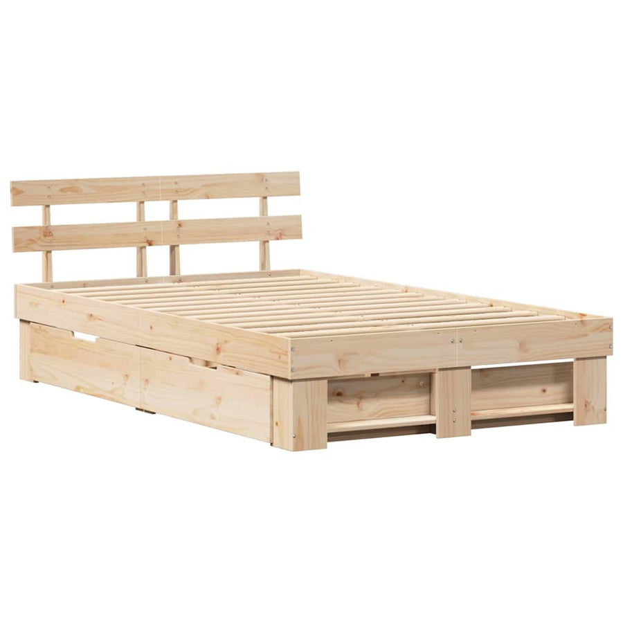 Bedframe met lade met hoofdeinde met opslag Bruin 120 x 200 cm Grenenhout