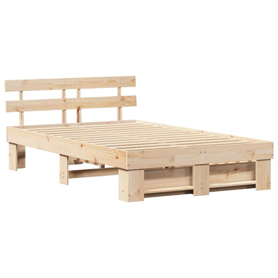 Bedframe met lade met hoofdeinde met opslag Bruin 120 x 200 cm Grenenhout