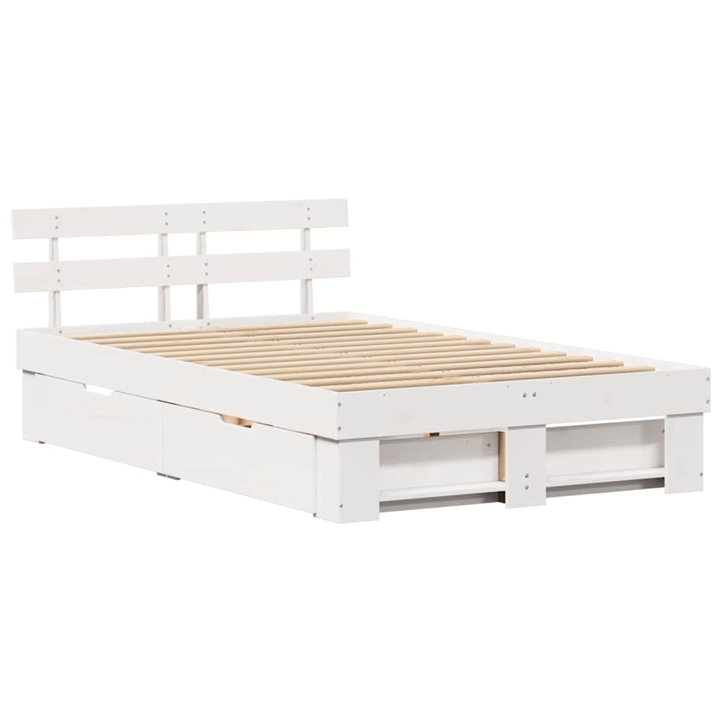 Bedframe met lade met hoofdeinde met opslag Wit 120 x 200 cm Hout