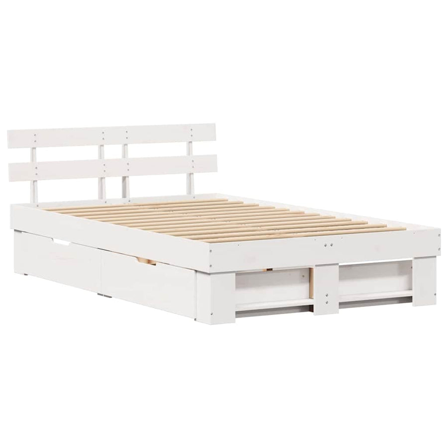 Bedframe met lade met hoofdeinde met opslag Wit 120 x 200 cm Hout