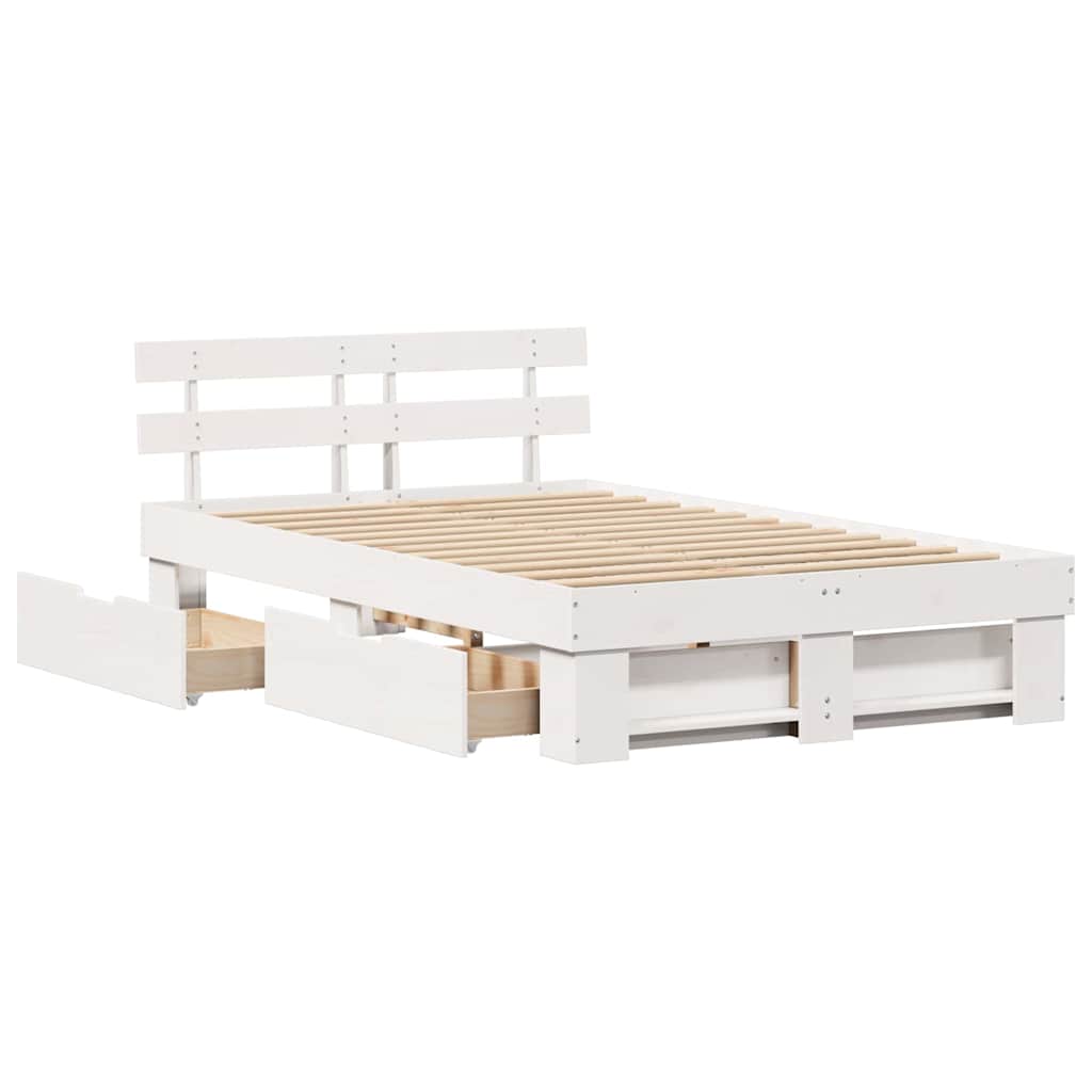 Bedframe met lade met hoofdeinde met opslag Wit 120 x 200 cm Hout