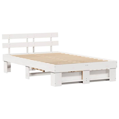 Bedframe met lade met hoofdeinde met opslag Wit 120 x 200 cm Hout