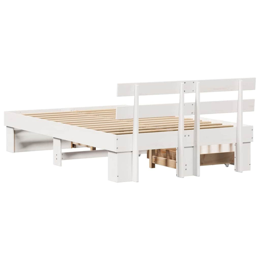 Bedframe met lade met hoofdeinde met opslag Wit 120 x 200 cm Hout