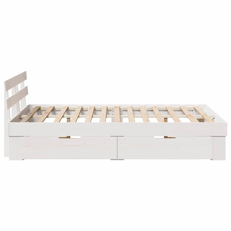 Bedframe met lade met hoofdeinde met opslag Wit 120 x 200 cm Hout