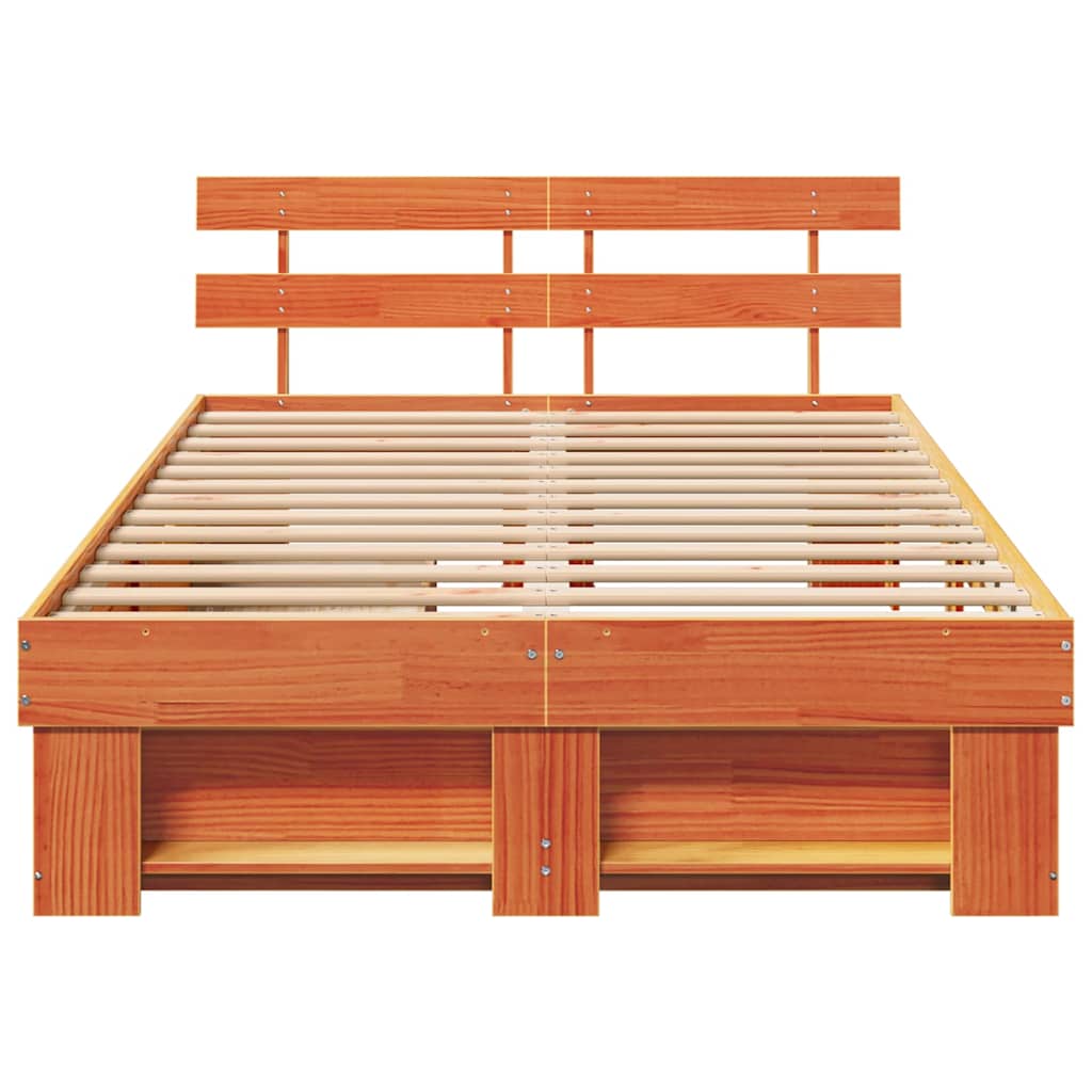 Bedframe met lade met hoofdeinde met opslag Wasbruin 120 x 200 cm Massief hout
