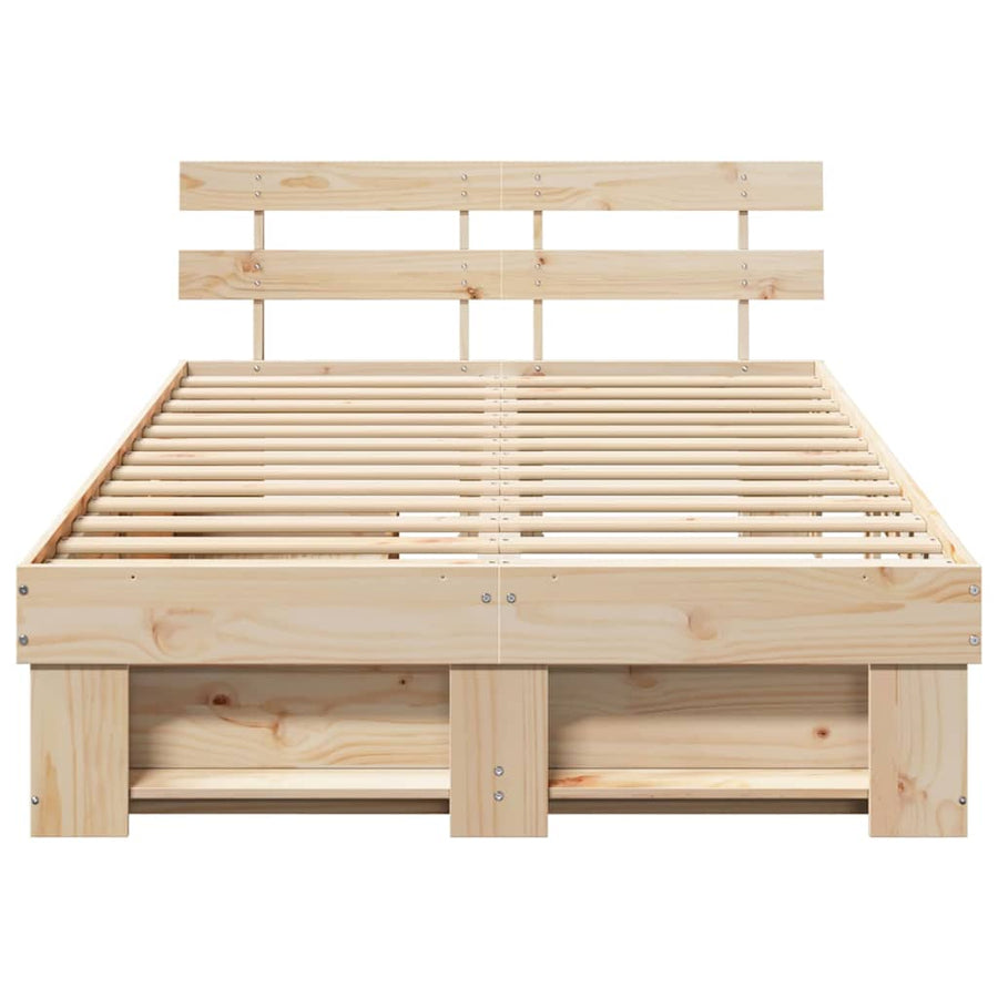 Bedframe met lade met hoofdeinde met opslag Bruin 120 x 190 cm Massief grenenhout