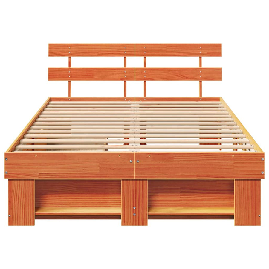Bedframe met lade met hoofdeinde met opslag Wasbruin 120 x 190 cm Massief hout