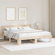 Bedframe met hoofdeinde Bruin 200 x 200 cm Massief grenenhout