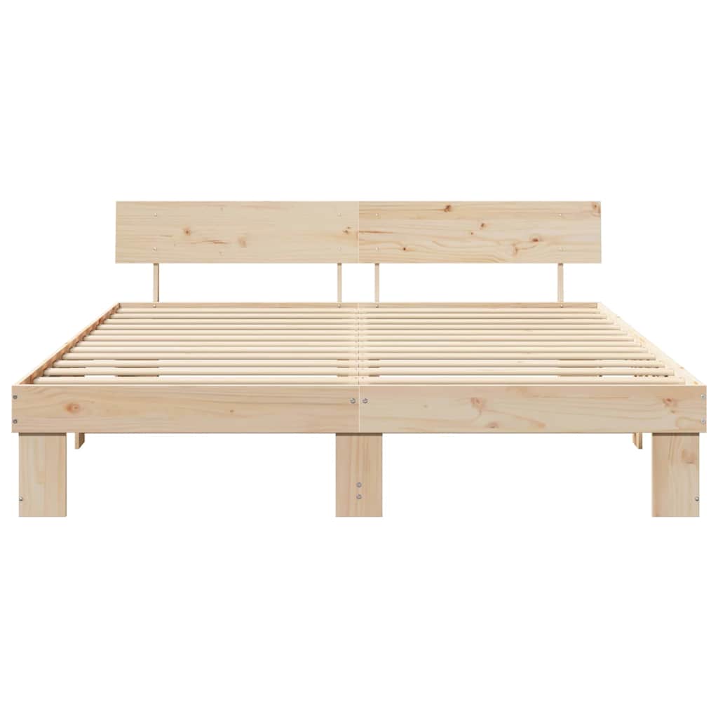 Bedframe met hoofdeinde Bruin 200 x 200 cm Massief grenenhout