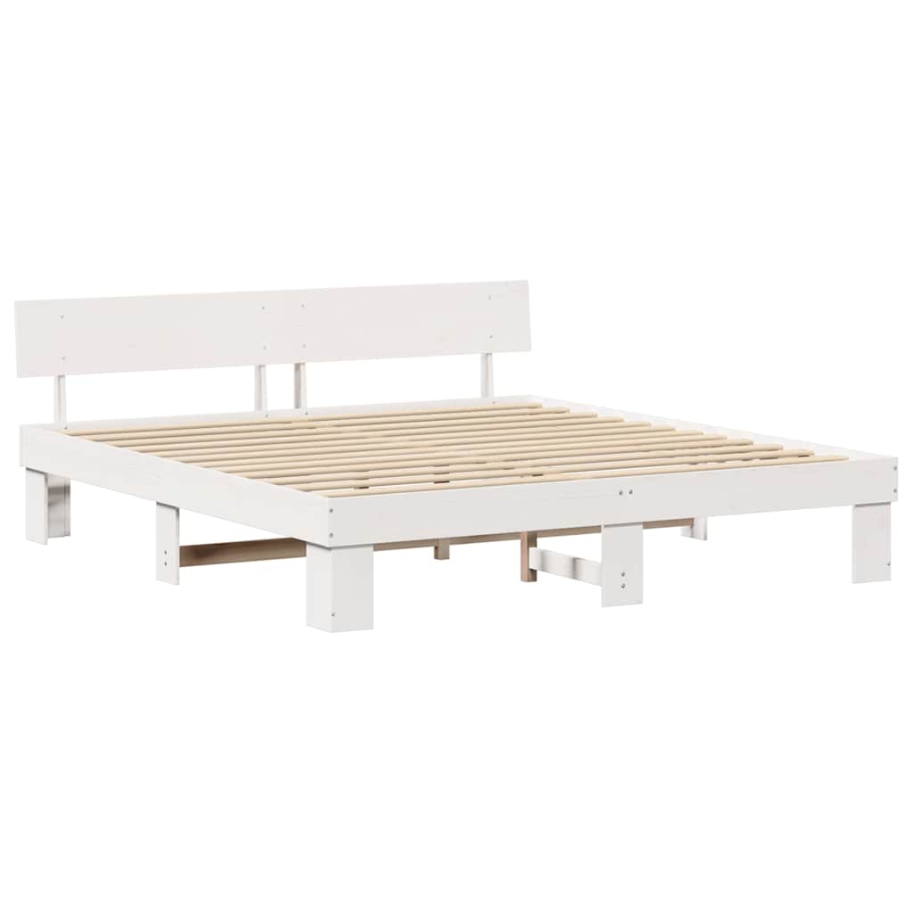 Bedframe met hoofdeinde Wit 200 x 200 cm Hout