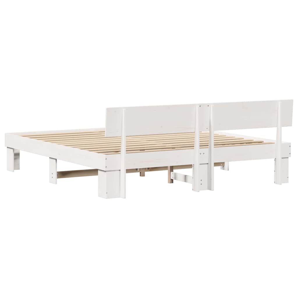 Bedframe met hoofdeinde Wit 200 x 200 cm Hout
