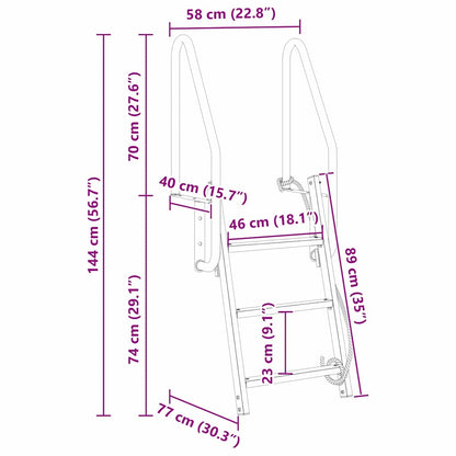 Dock ladder Anders Zilver 58 x 77 x 144 cm Aluminium