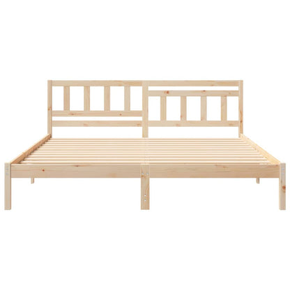 Bedframe met hoofdeinde Bruin 200 x 200 cm Massief grenenhout