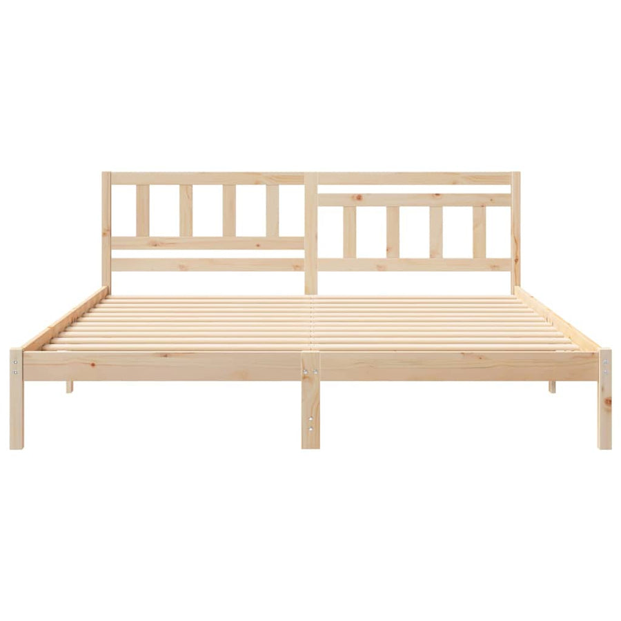 Bedframe met hoofdeinde Bruin 200 x 200 cm Massief grenenhout