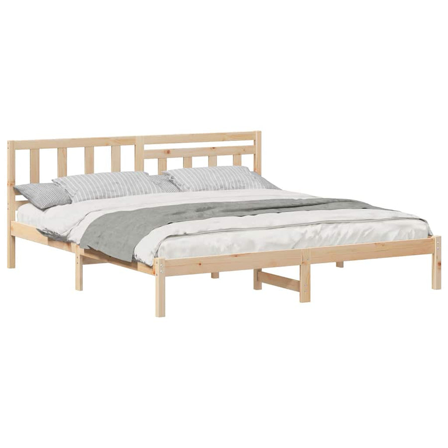 Bedframe met hoofdeinde Bruin 200 x 200 cm Massief grenenhout