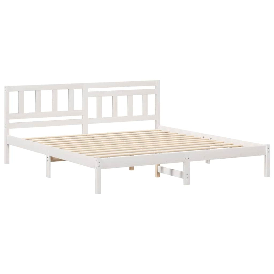 Bedframe met hoofdeinde Wit 200 x 200 cm Massief grenenhout