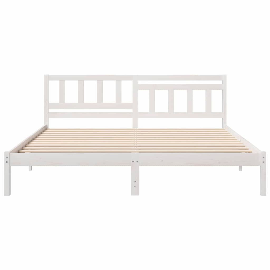 Bedframe met hoofdeinde Wit 200 x 200 cm Massief grenenhout
