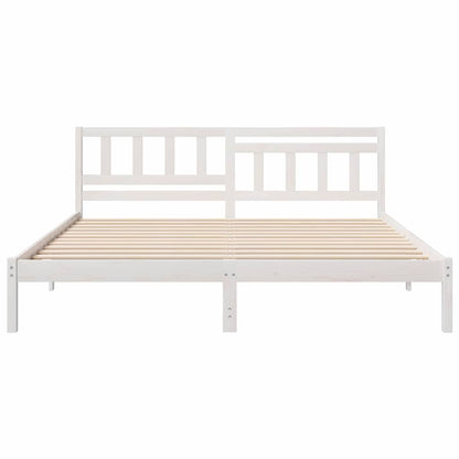 Bedframe met hoofdeinde Wit 200 x 200 cm Massief grenenhout