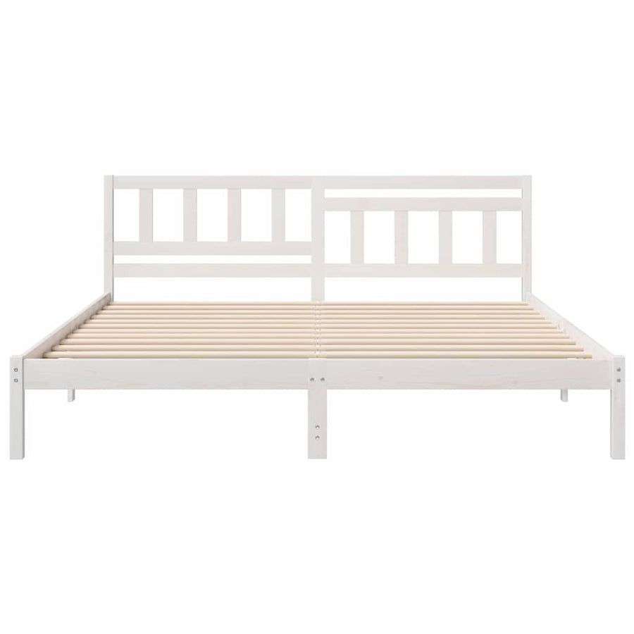 Bedframe met hoofdeinde Wit 200 x 200 cm Massief grenenhout