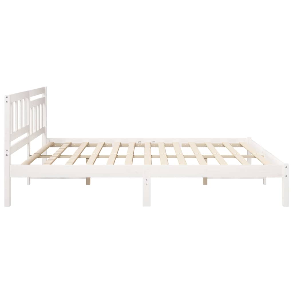 Bedframe met hoofdeinde Wit 200 x 200 cm Massief grenenhout