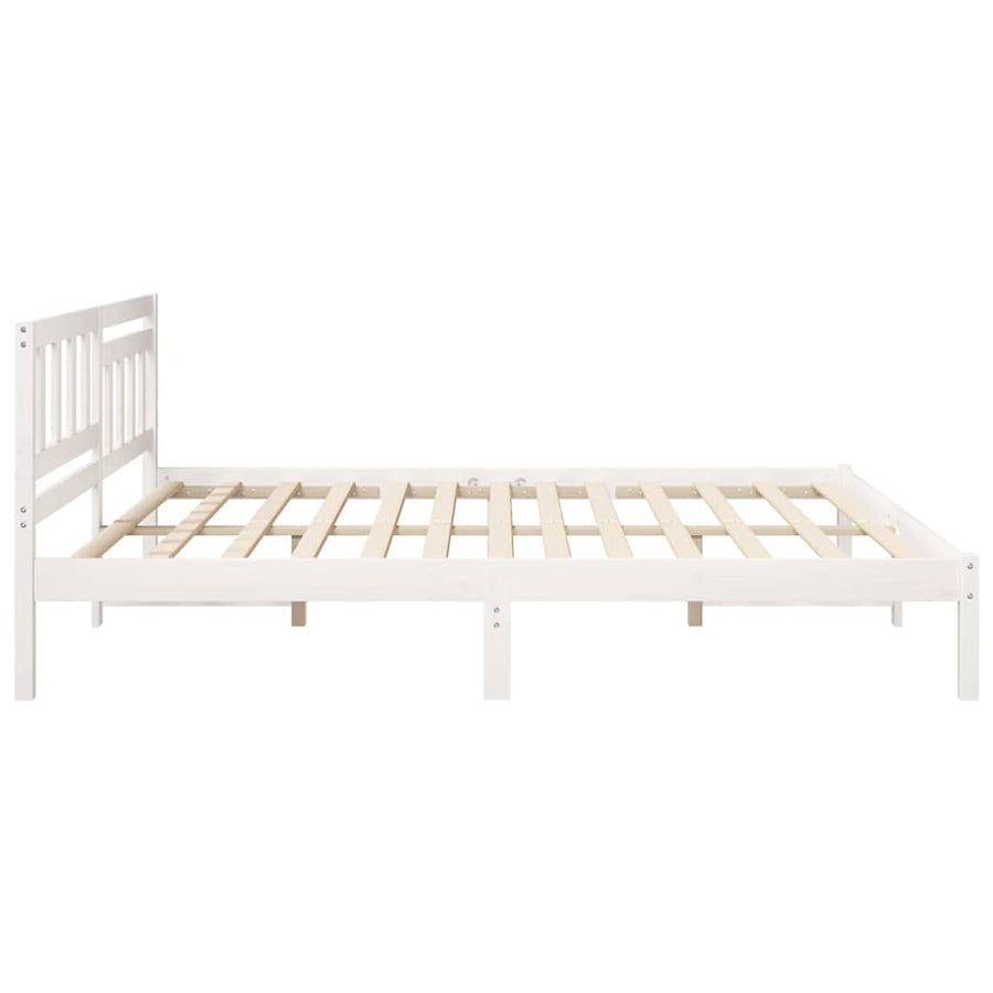 Bedframe met hoofdeinde Wit 200 x 200 cm Massief grenenhout