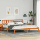 Bedframe 200x200 cm massief grenenhout wasbruin