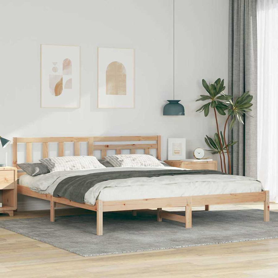 Bedframe met hoofdeinde Bruin 180 x 200 cm Massief grenenhout