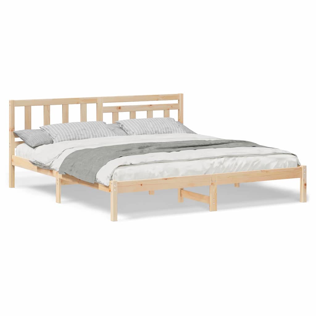 Bedframe met hoofdeinde Bruin 180 x 200 cm Massief grenenhout