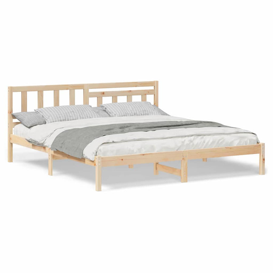 Bedframe met hoofdeinde Bruin 180 x 200 cm Massief grenenhout
