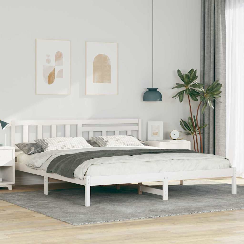Bedframe met hoofdeinde Wit 180 x 200 cm Massief grenenhout
