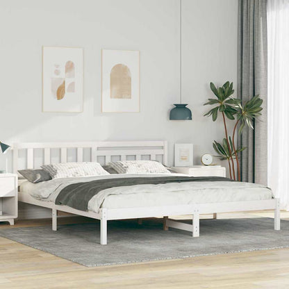 Bedframe met hoofdeinde Wit 180 x 200 cm Massief grenenhout