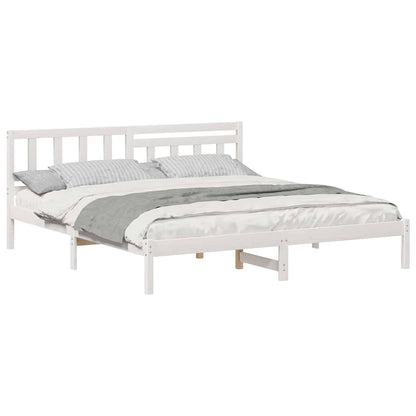Bedframe met hoofdeinde Wit 180 x 200 cm Massief grenenhout